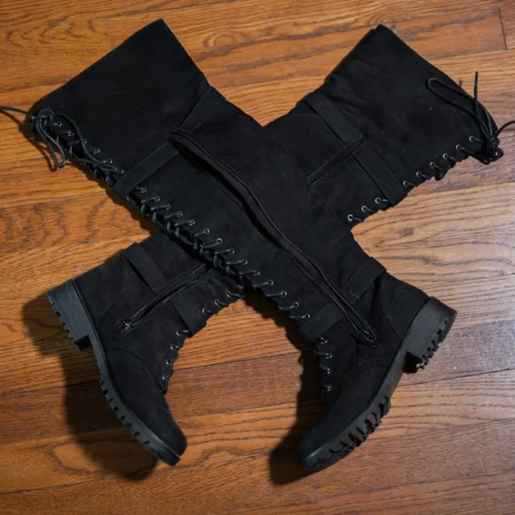 Faux Suede Over the Knee Boots - Picture 2 of 4